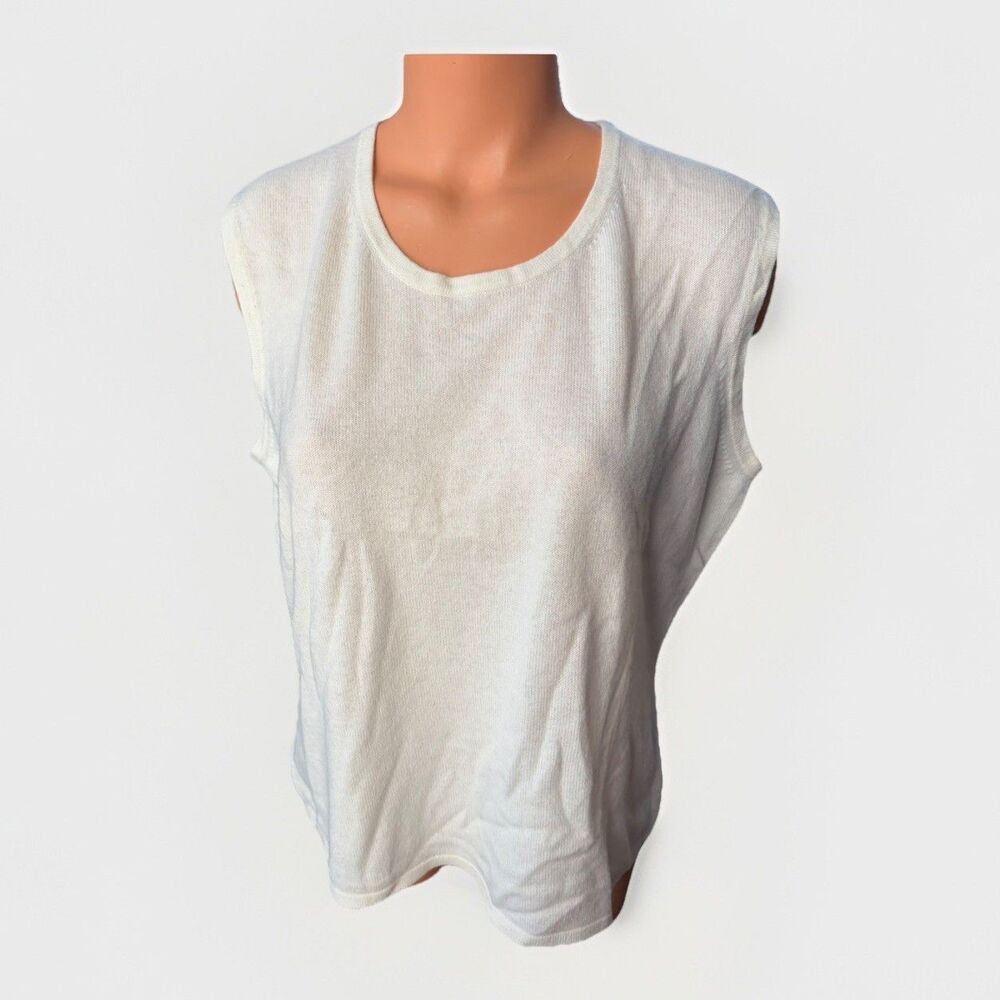 Cynthia Taylor Ivory Cashmere Shell Sweater Size XL Sleeveless